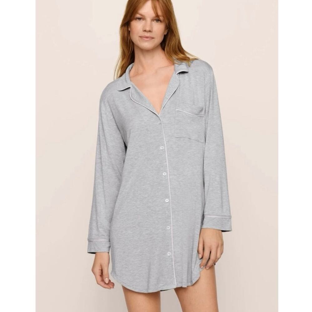 NWOT Eberjey Gisele TENCEL™ Modal Sleepshirt in Heather Grey/Sorbet Pink SZ XS